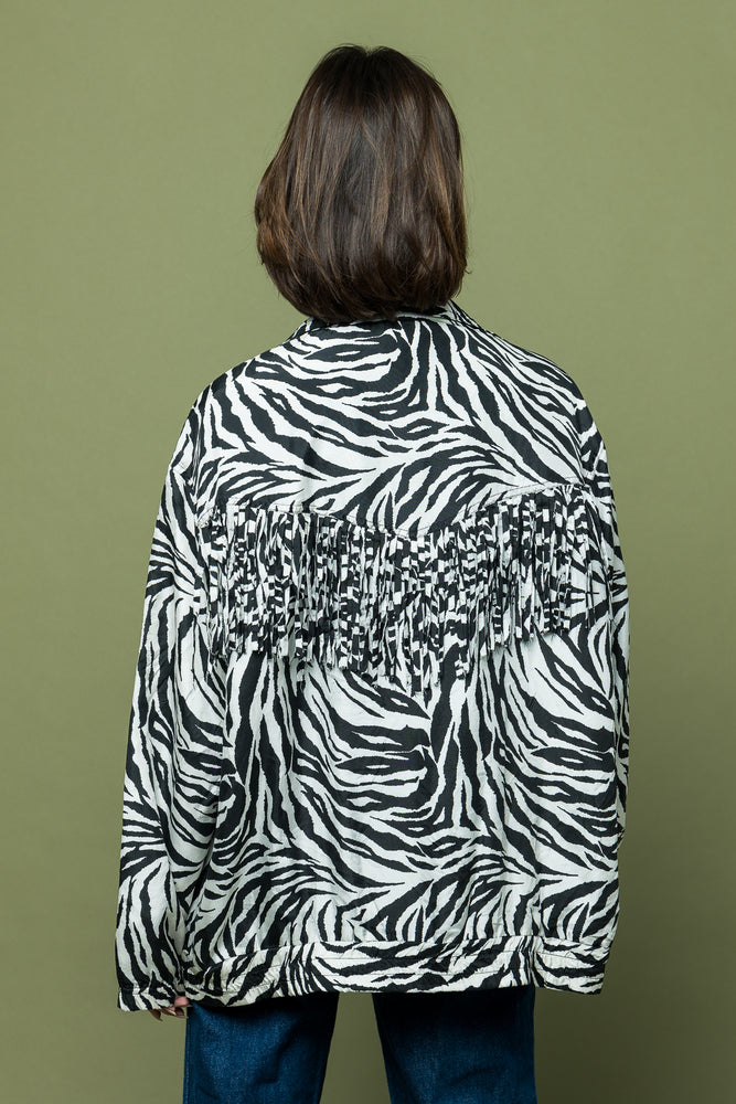 Zebra Print Eighties Nineties Fringed Jacket one of kind freeshipping - Lovers Vintage