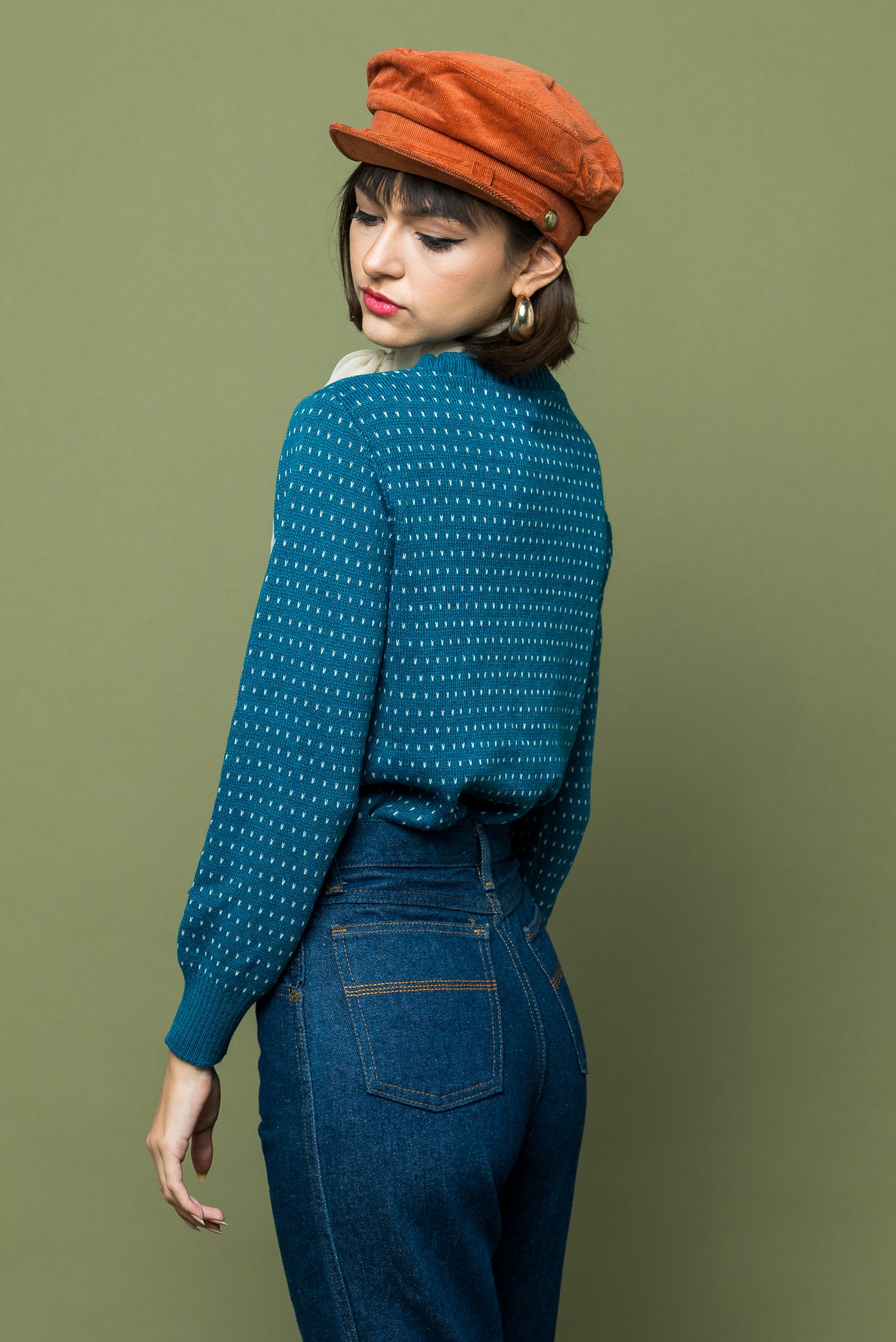 Teal Dotted Pullover freeshipping - Lovers Vintage