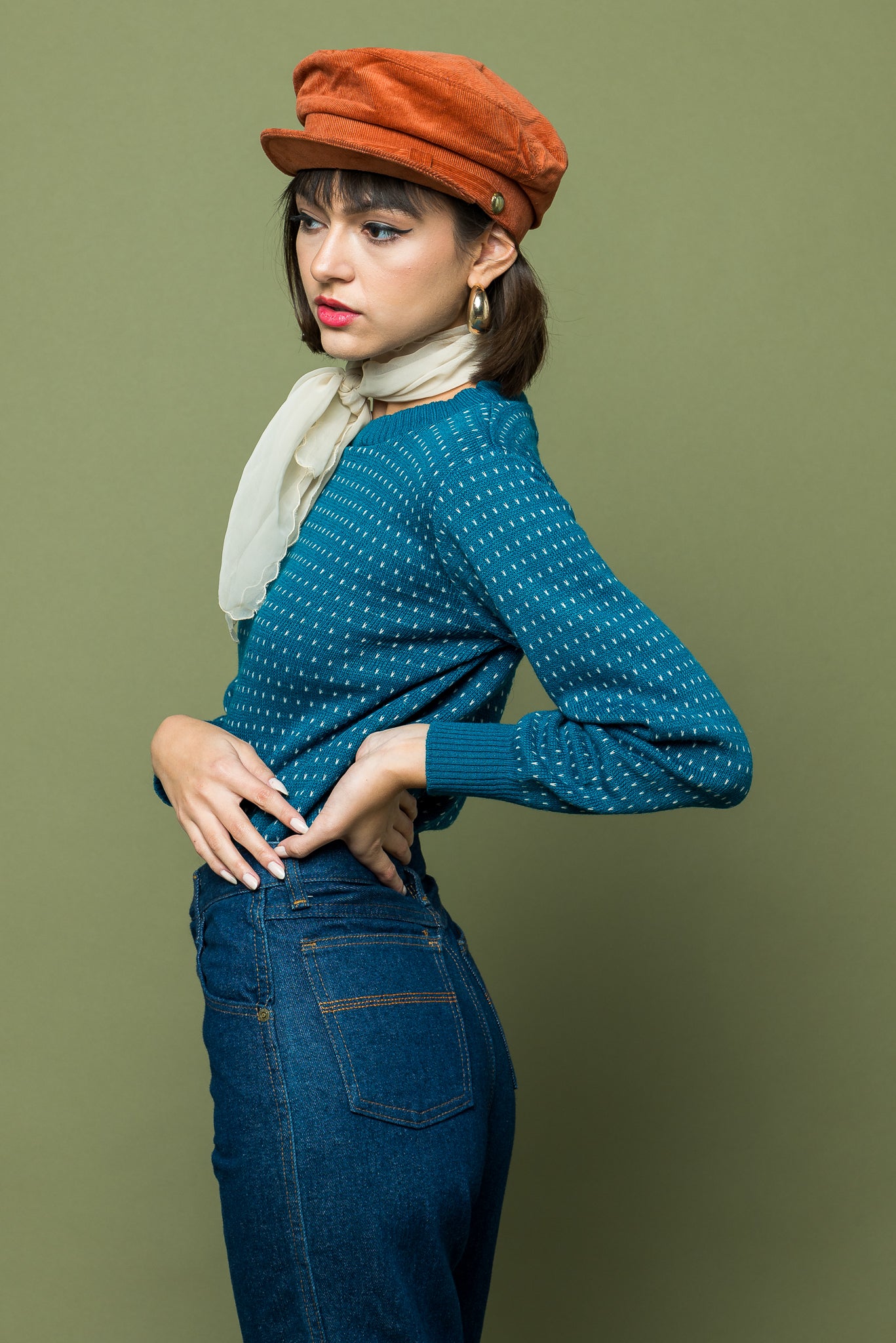 Teal Dotted Pullover freeshipping - Lovers Vintage