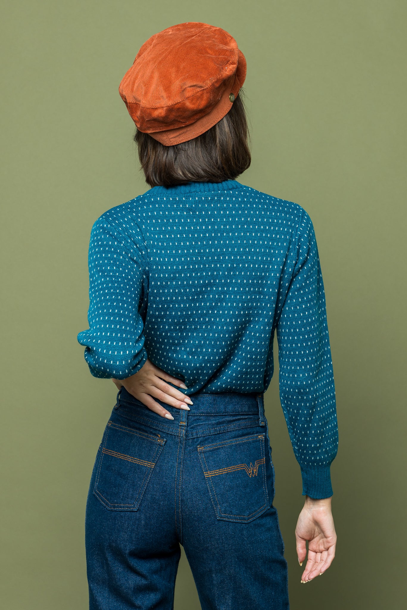 Teal Dotted Pullover freeshipping - Lovers Vintage