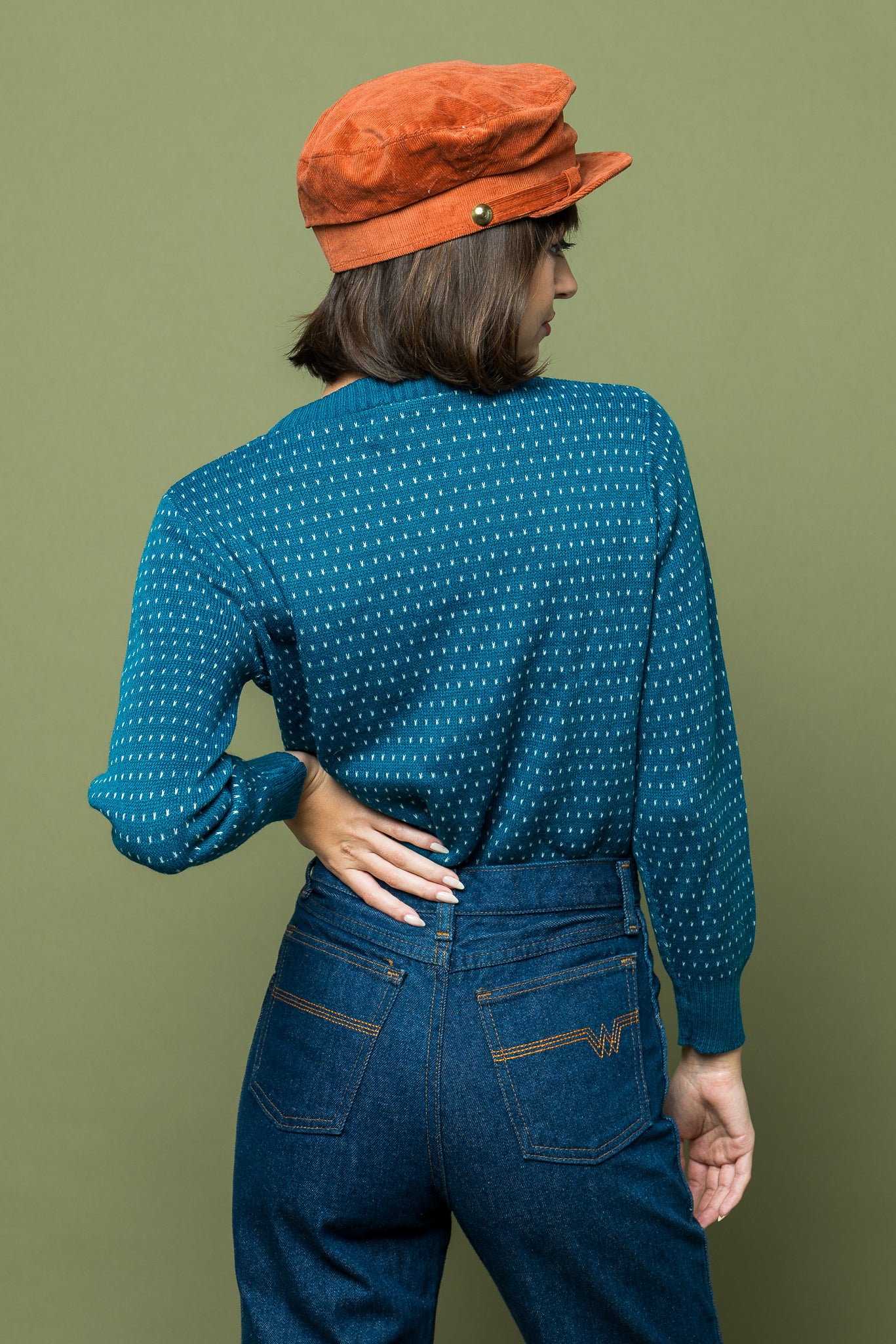 Teal Dotted Pullover freeshipping - Lovers Vintage