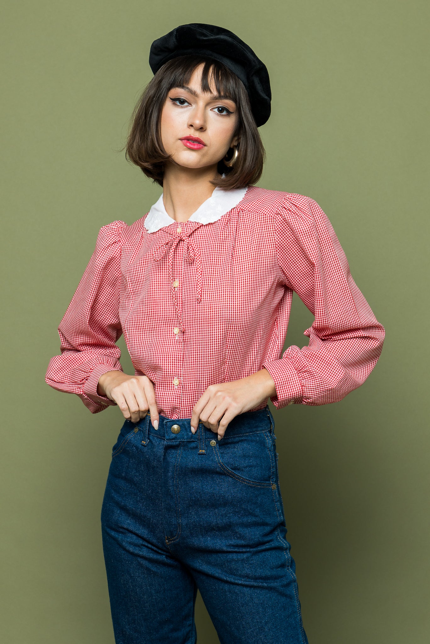 Holiday Gingham Blouse freeshipping - Lovers Vintage