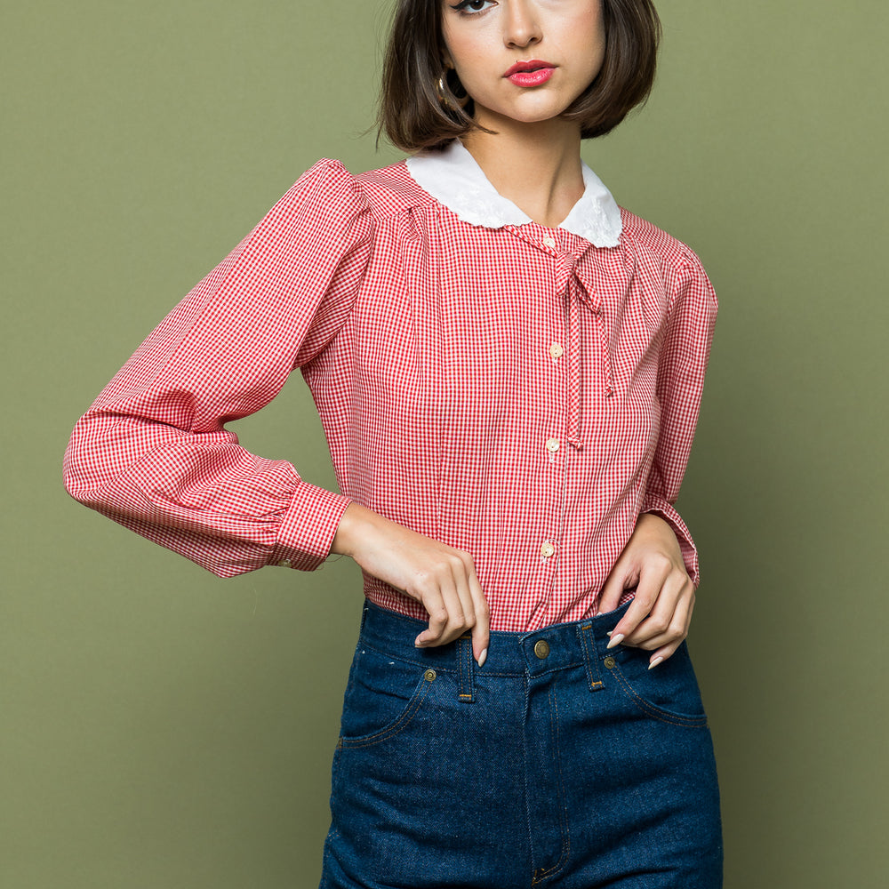 Holiday Gingham Blouse freeshipping - Lovers Vintage