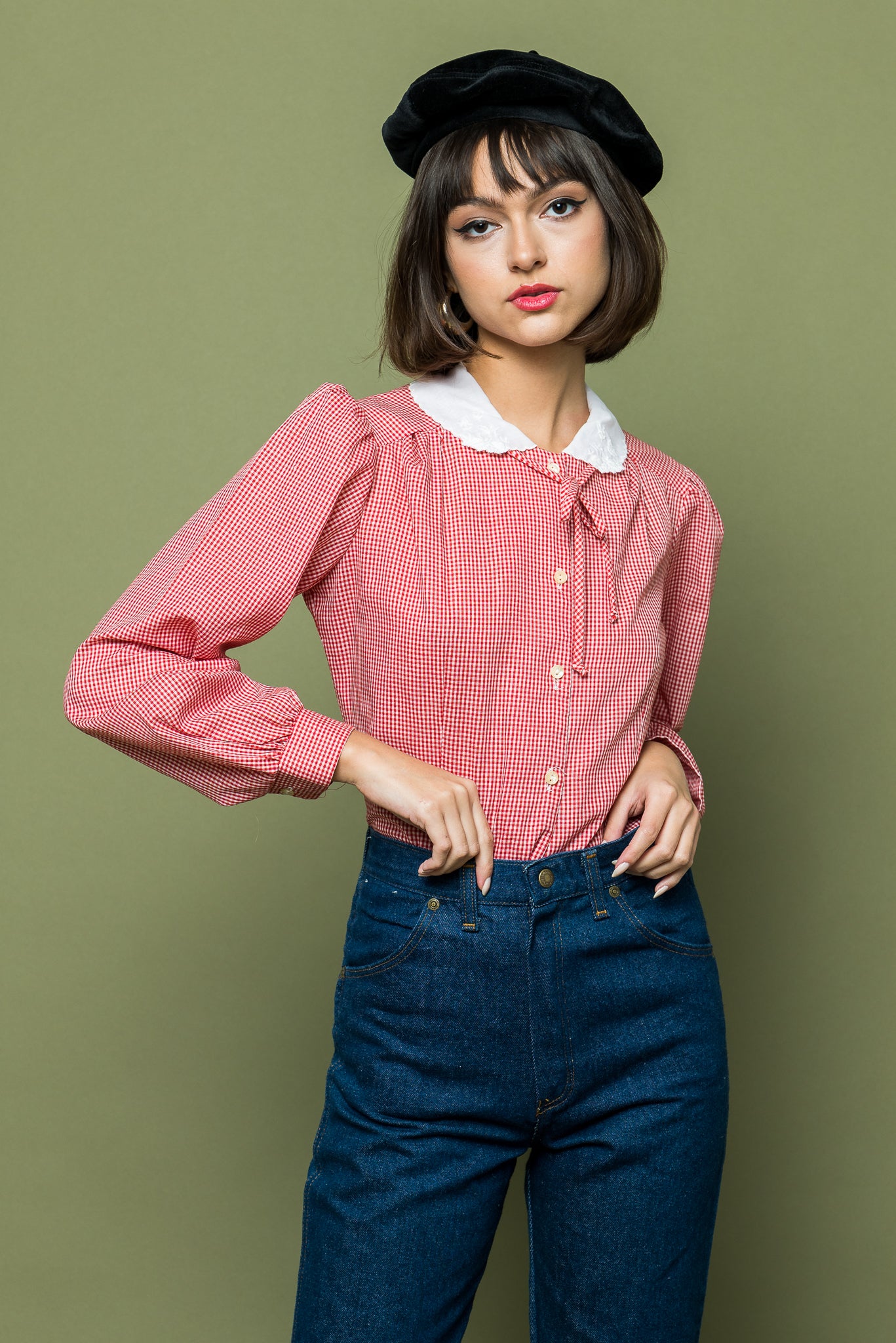 Holiday Gingham Blouse freeshipping - Lovers Vintage