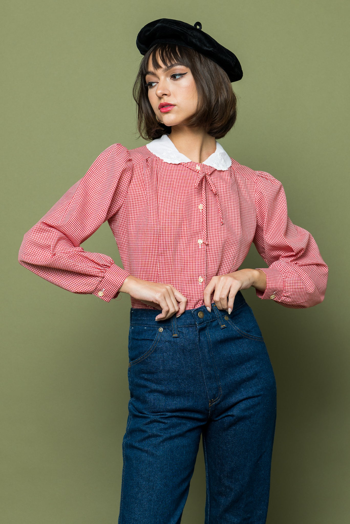 Holiday Gingham Blouse freeshipping - Lovers Vintage