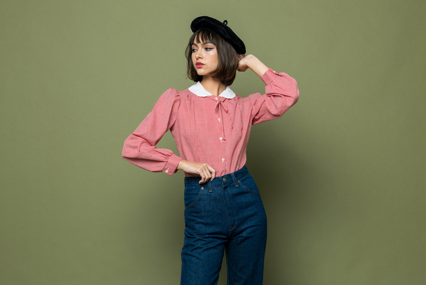 Holiday Gingham Blouse freeshipping - Lovers Vintage