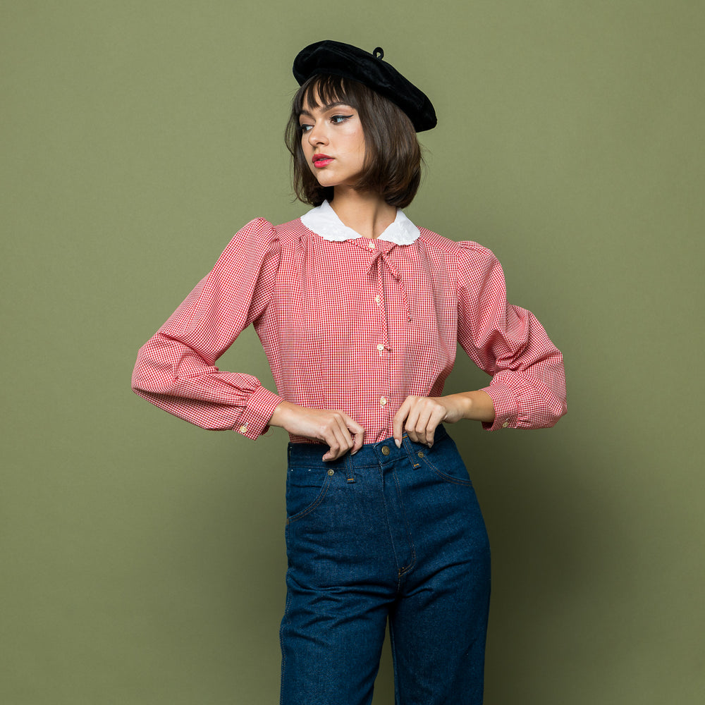 Holiday Gingham Blouse freeshipping - Lovers Vintage