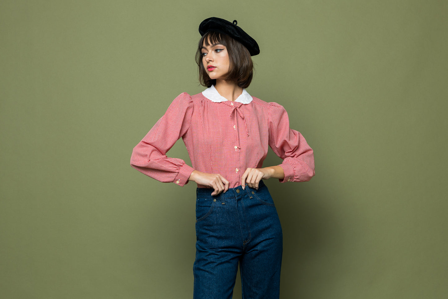 Holiday Gingham Blouse freeshipping - Lovers Vintage