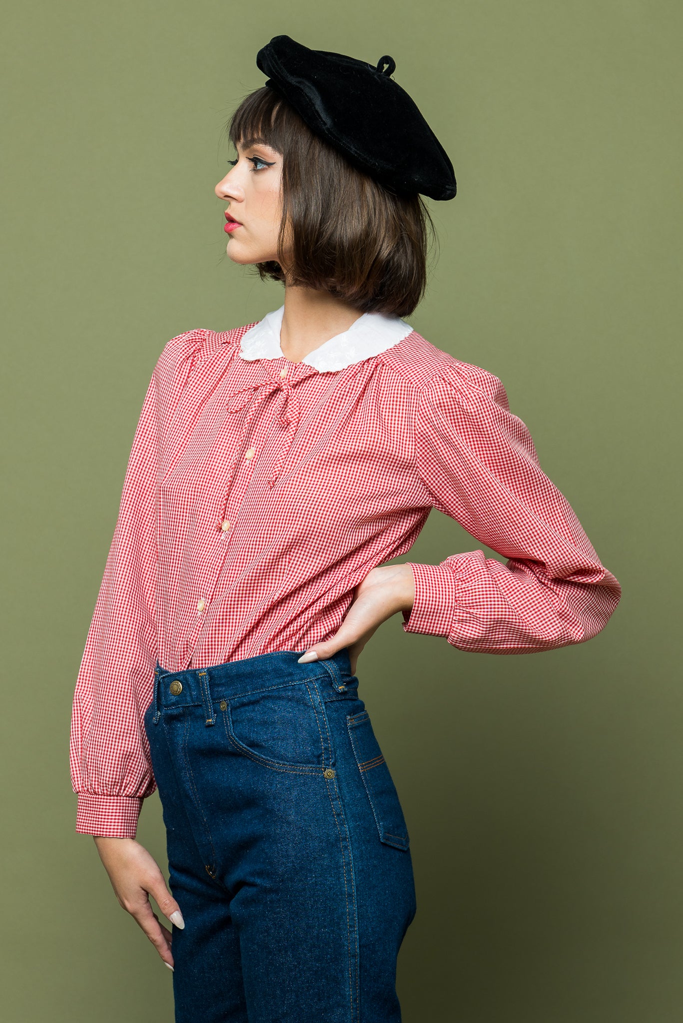 Holiday Gingham Blouse freeshipping - Lovers Vintage