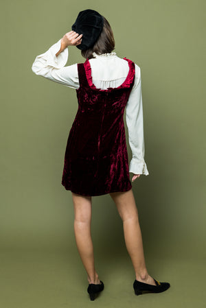 Velvet Jumper Dress with Bow freeshipping - Lovers Vintage