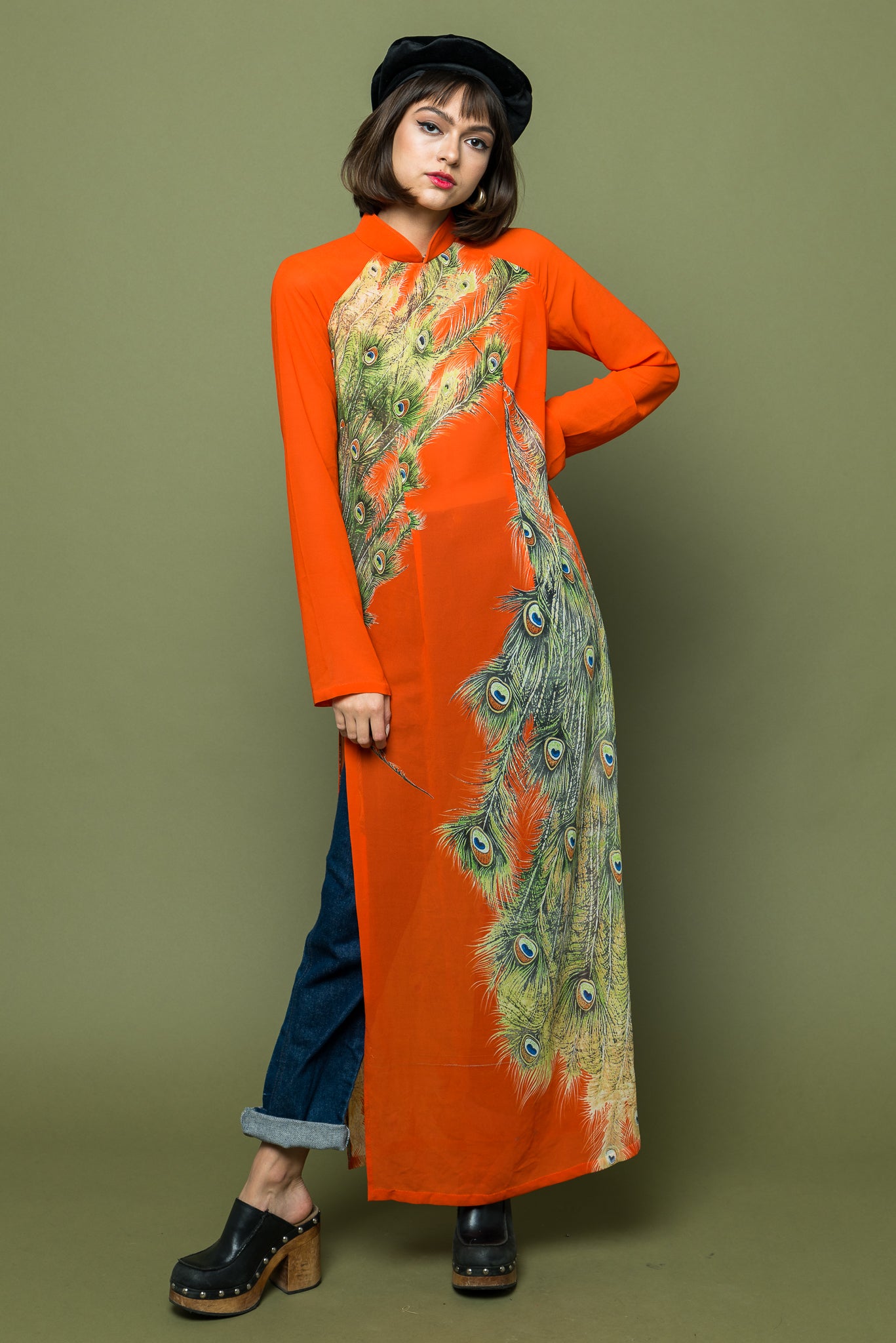 Maxi Orange Sheer Elegance Dress freeshipping - Lovers Vintage