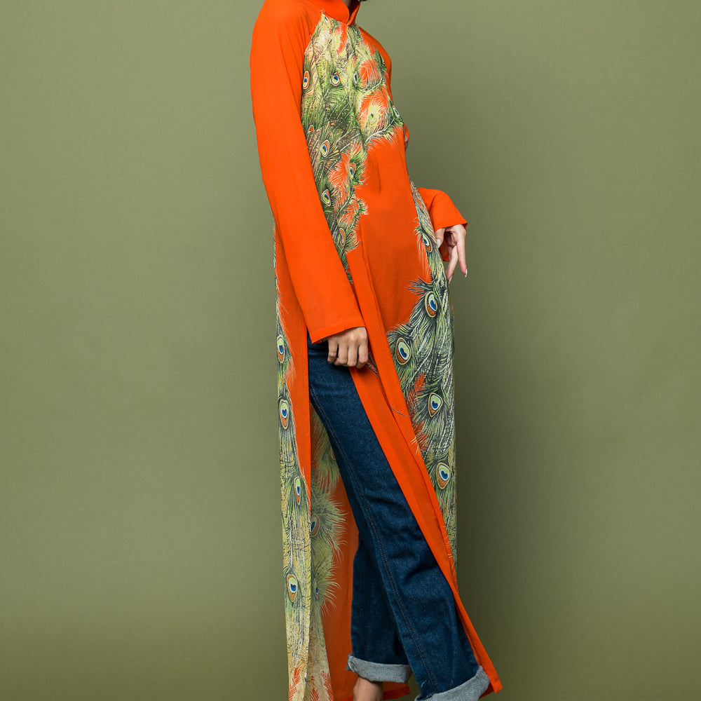 Maxi Orange Sheer Elegance Dress freeshipping - Lovers Vintage