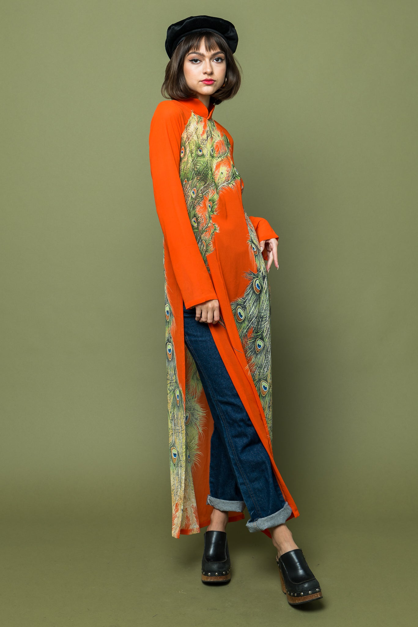 Maxi Orange Sheer Elegance Dress freeshipping - Lovers Vintage