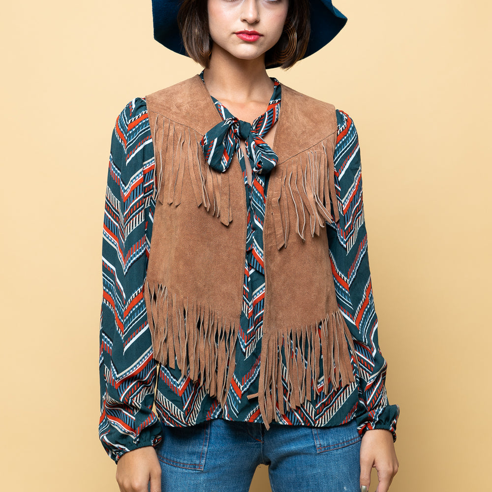 Leather Fringes of Society Vintage Vest freeshipping - Lovers Vintage