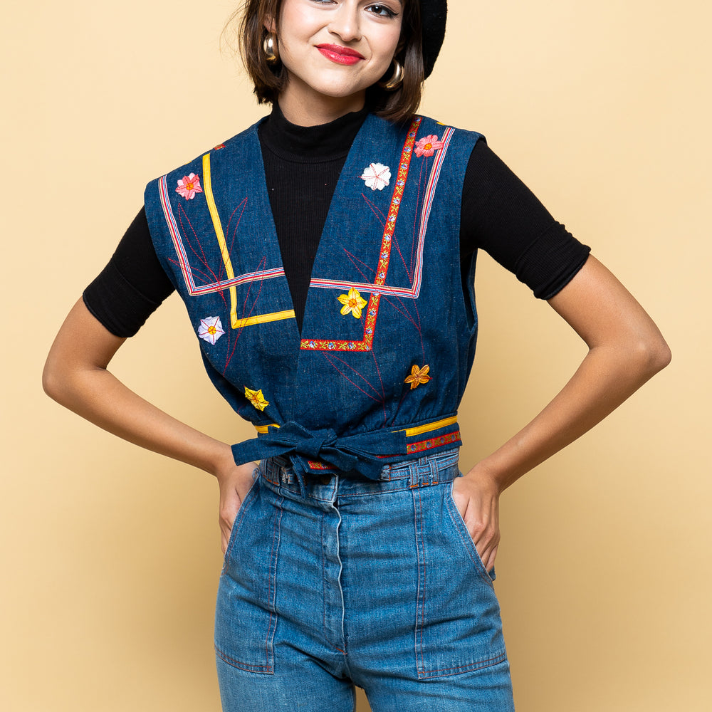Vintage Rainbow Child Denim Vest freeshipping - Lovers Vintage