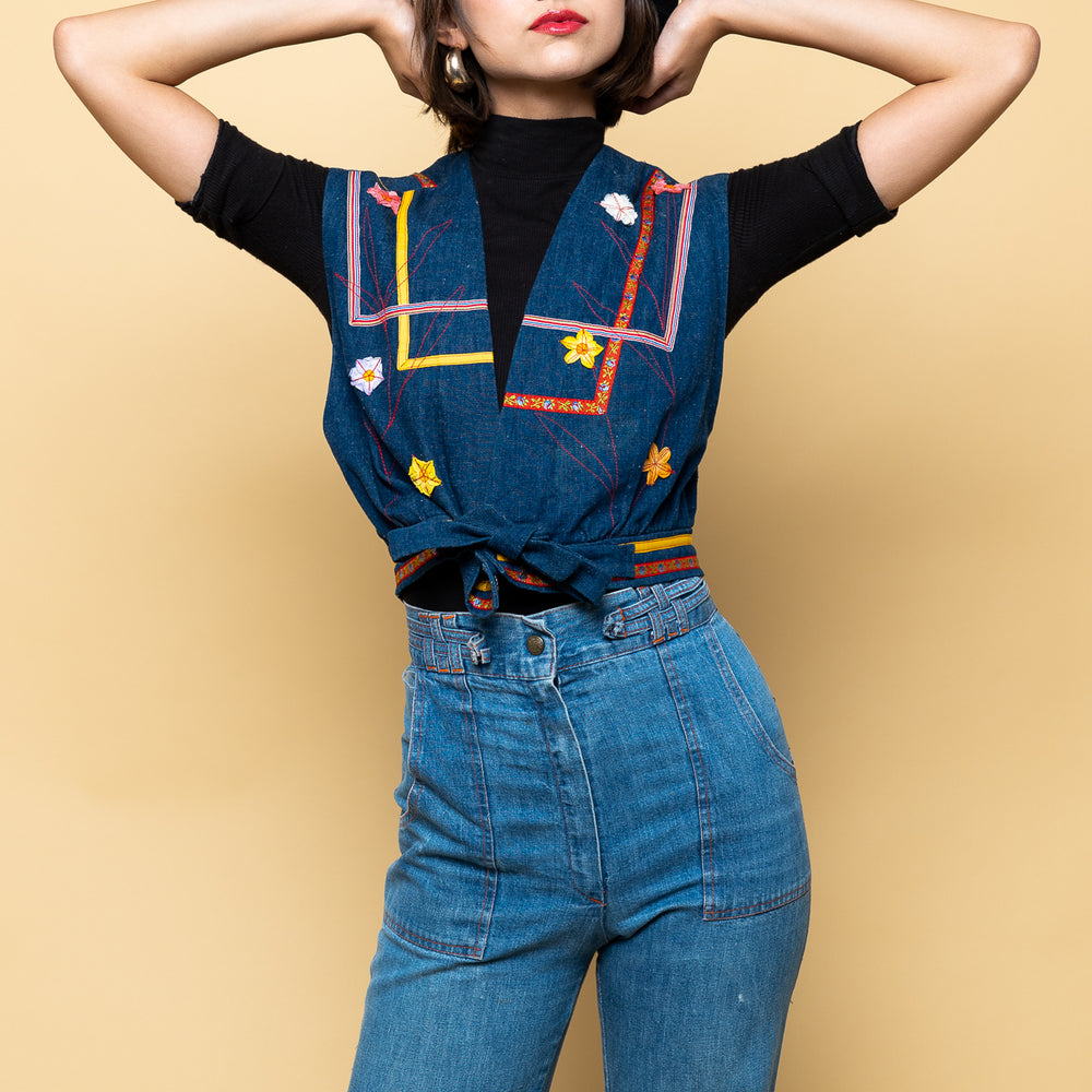 Vintage Rainbow Child Denim Vest freeshipping - Lovers Vintage