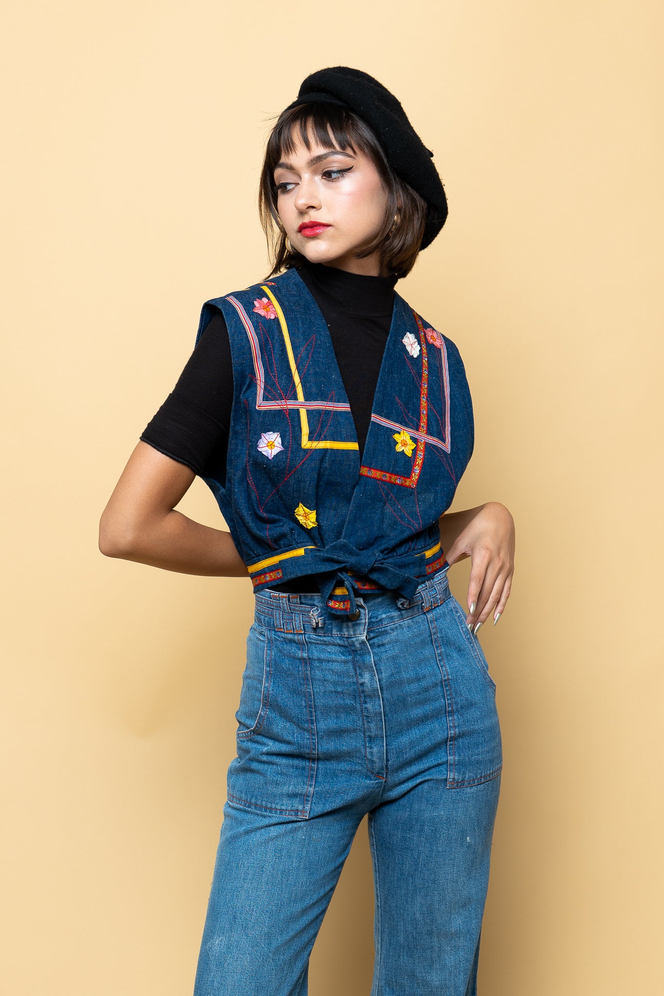 Vintage Rainbow Child Denim Vest freeshipping - Lovers Vintage