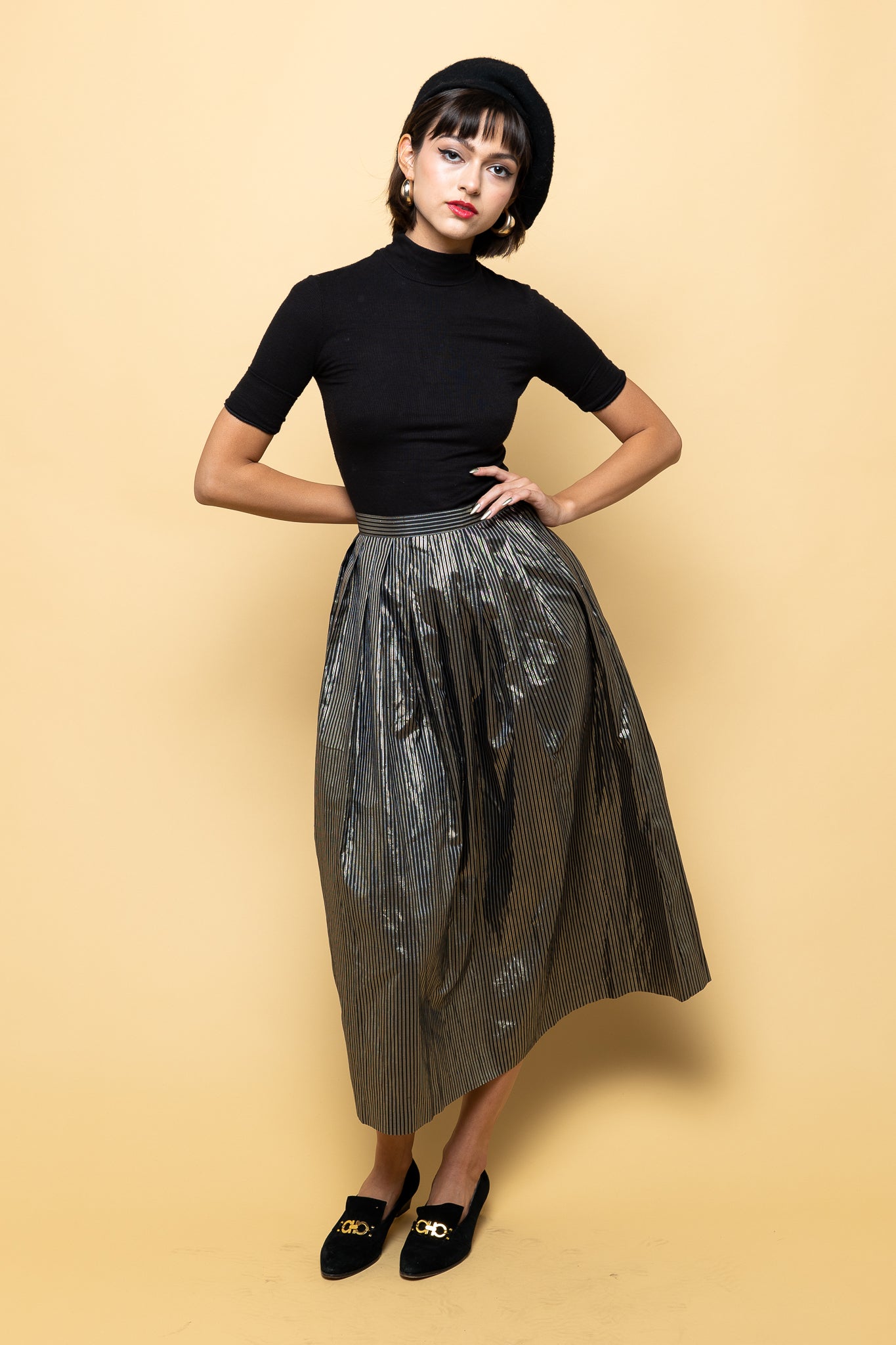 Silver Stripe Skirt freeshipping - Lovers Vintage