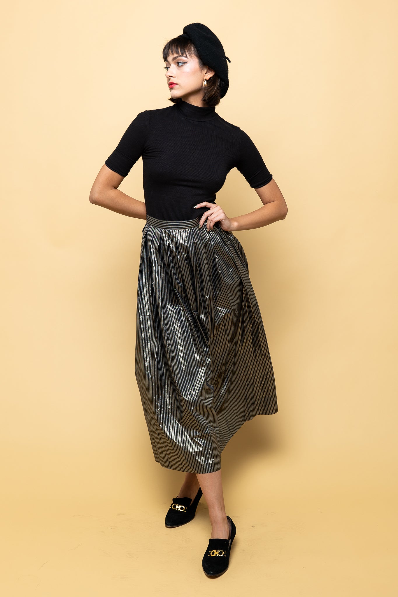 Silver Stripe Skirt freeshipping - Lovers Vintage
