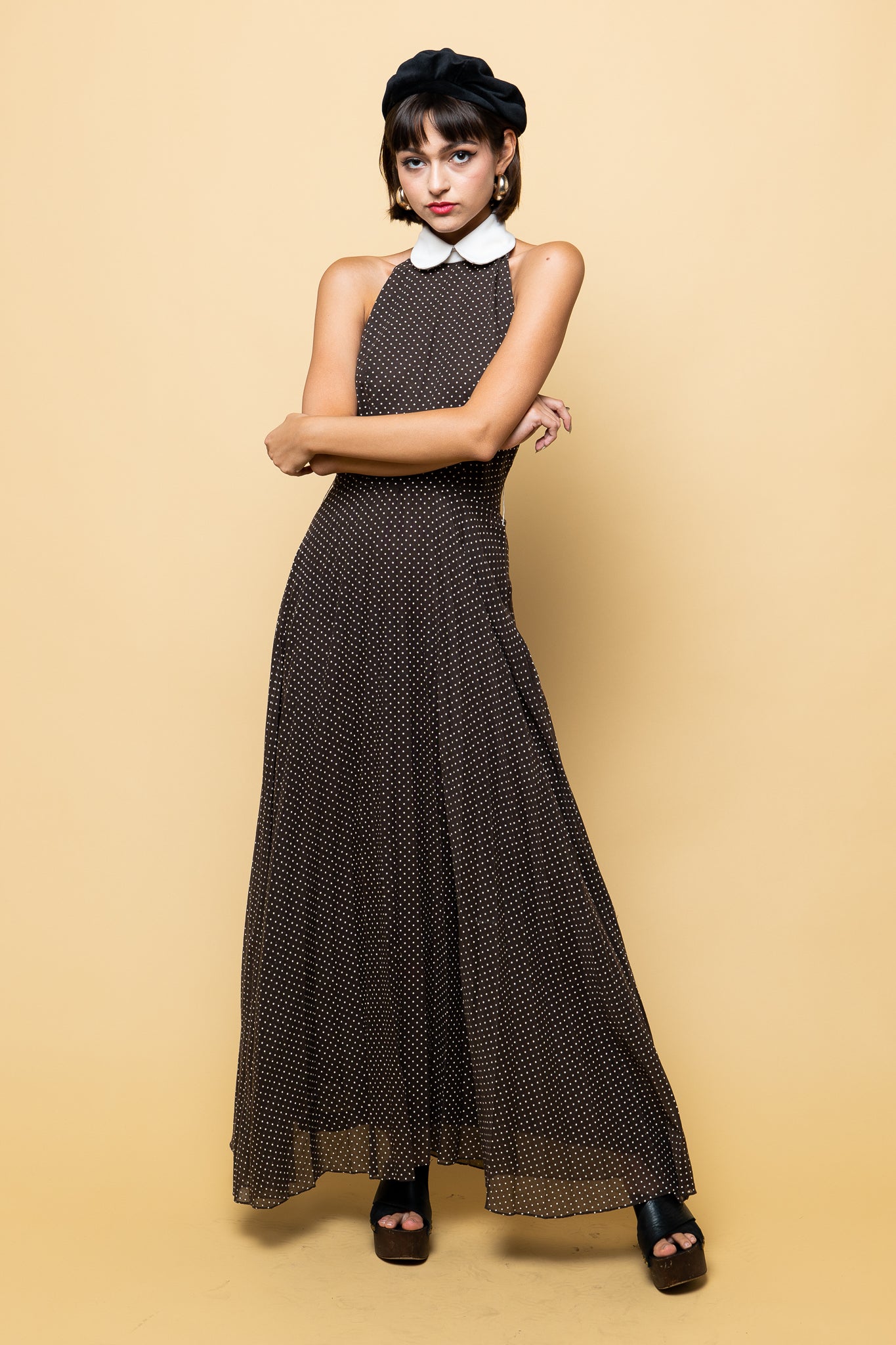 Vintage Polka Dots Halter Dress freeshipping - Lovers Vintage