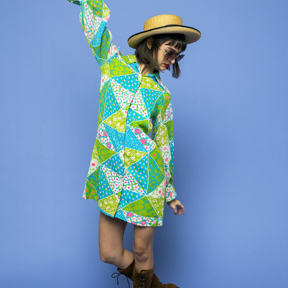 
                  
                    Vintage Green Power Flower Dress freeshipping - Lovers Vintage
                  
                