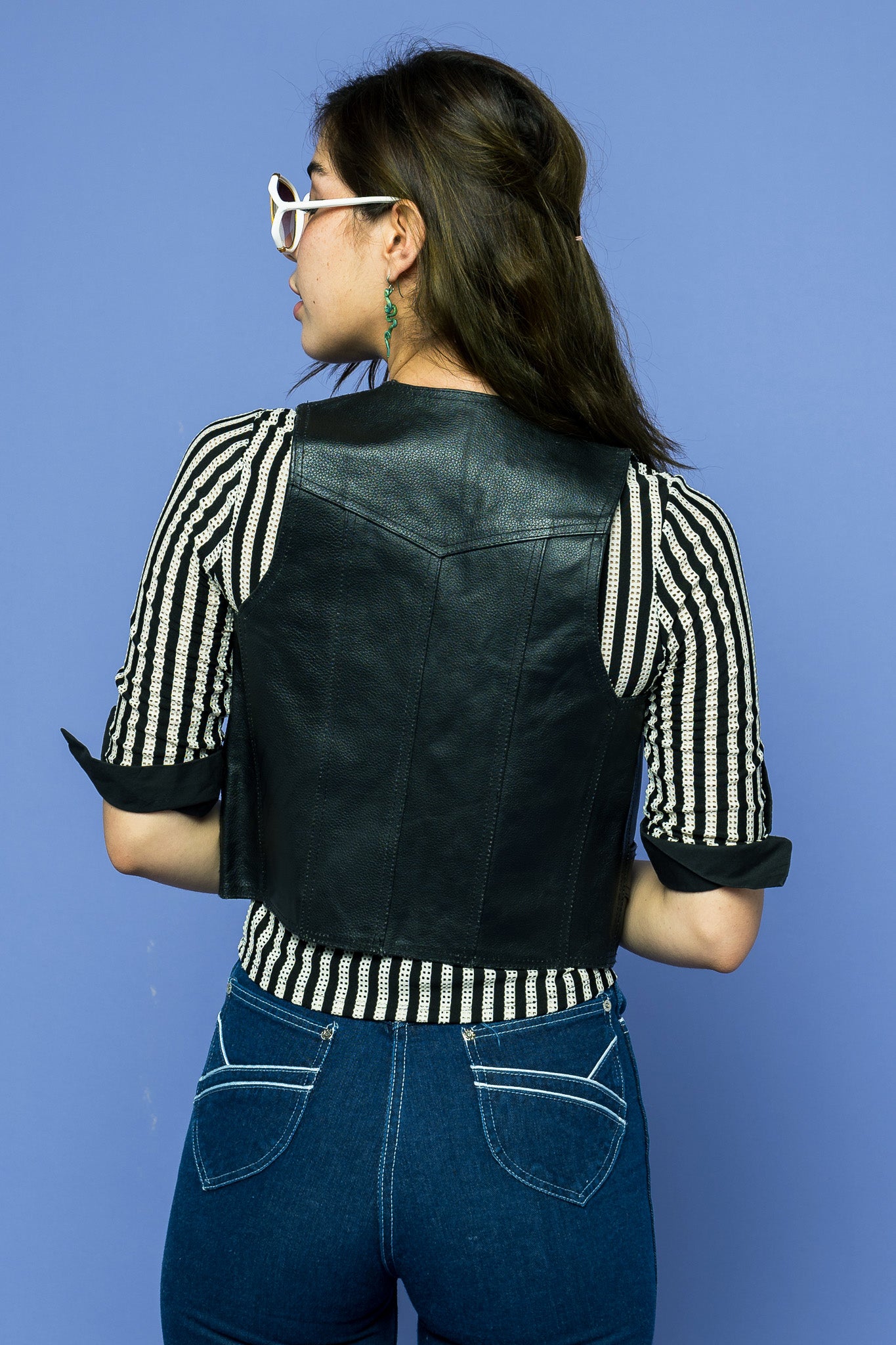 Vintage Leather Biker Fitted Vest freeshipping - Lovers Vintage