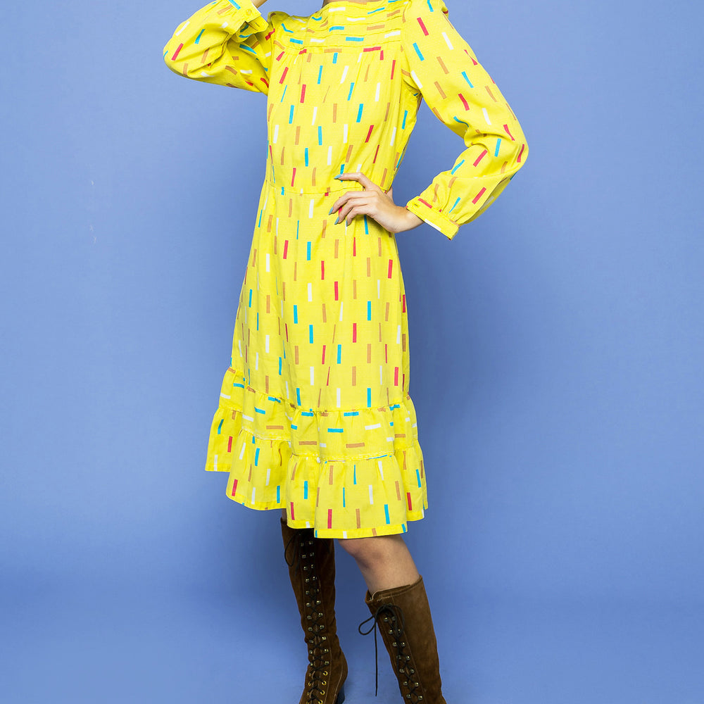 Yellow Lemon Drop Confetti Dress freeshipping - Lovers Vintage