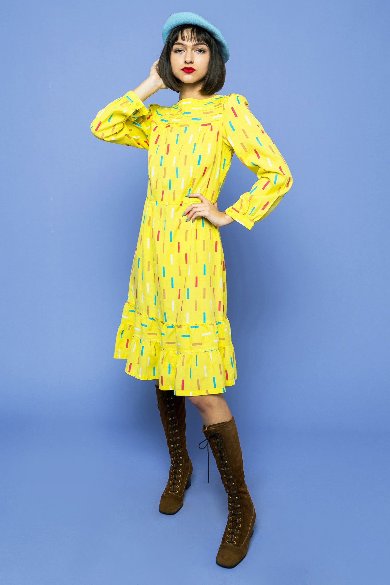 Yellow Lemon Drop Confetti Dress freeshipping - Lovers Vintage