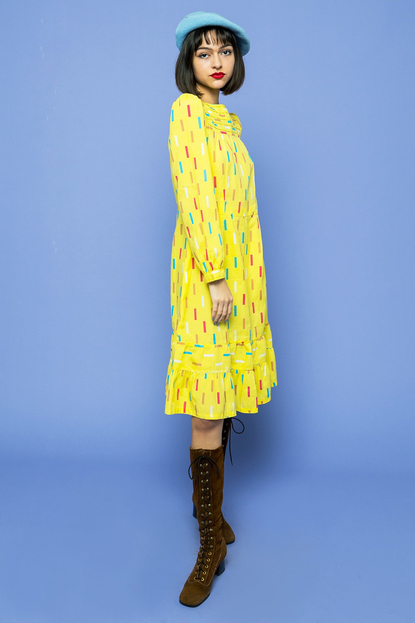 Yellow Lemon Drop Confetti Dress freeshipping - Lovers Vintage