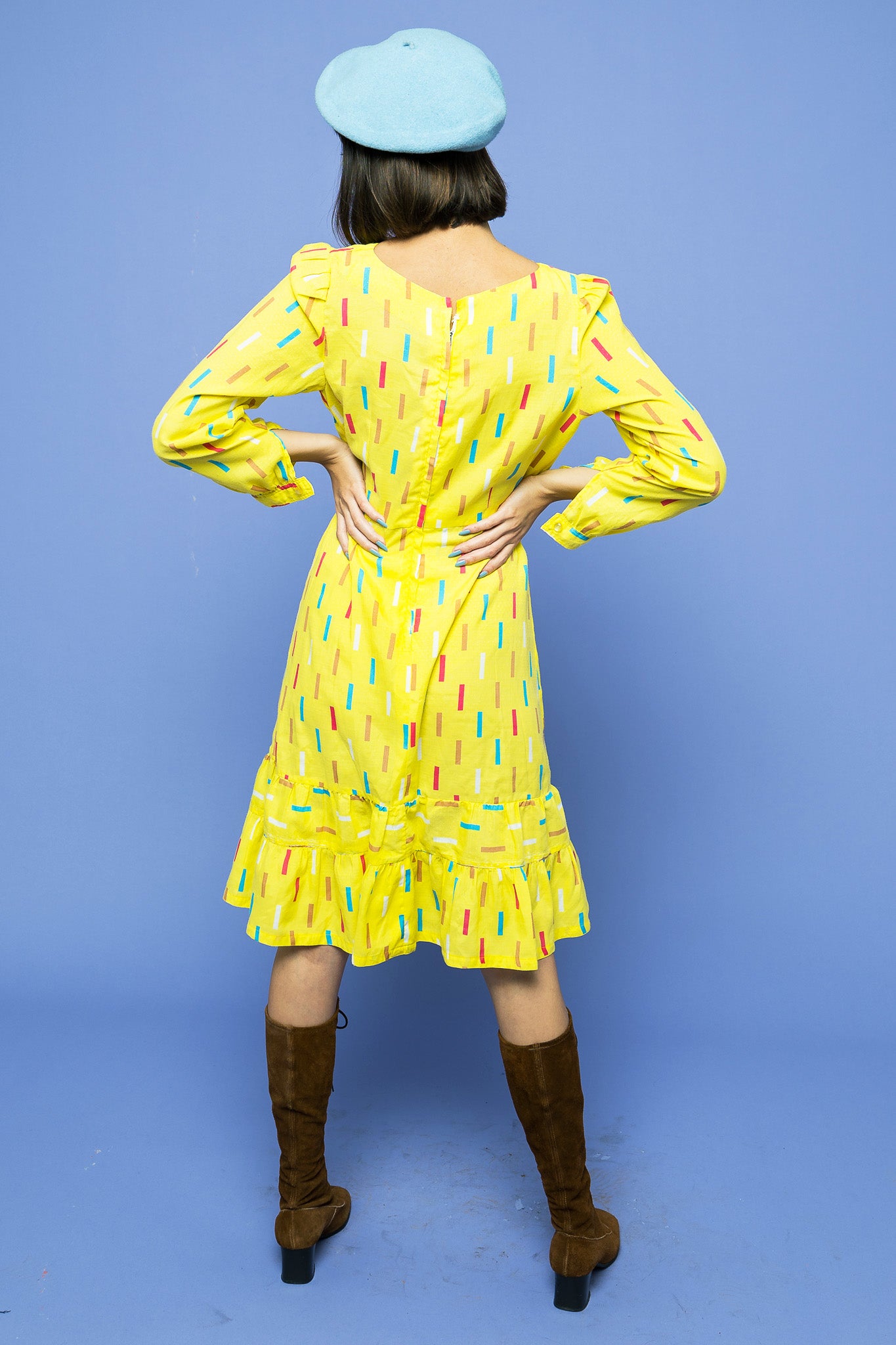 Yellow Lemon Drop Confetti Dress freeshipping - Lovers Vintage