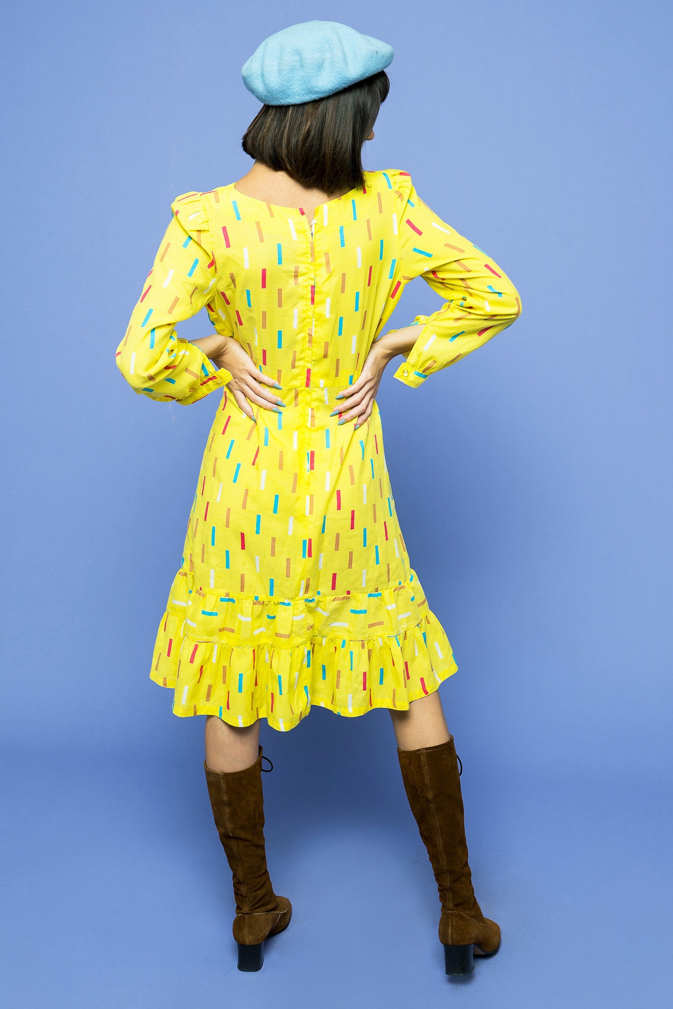 Yellow Lemon Drop Confetti Dress freeshipping - Lovers Vintage