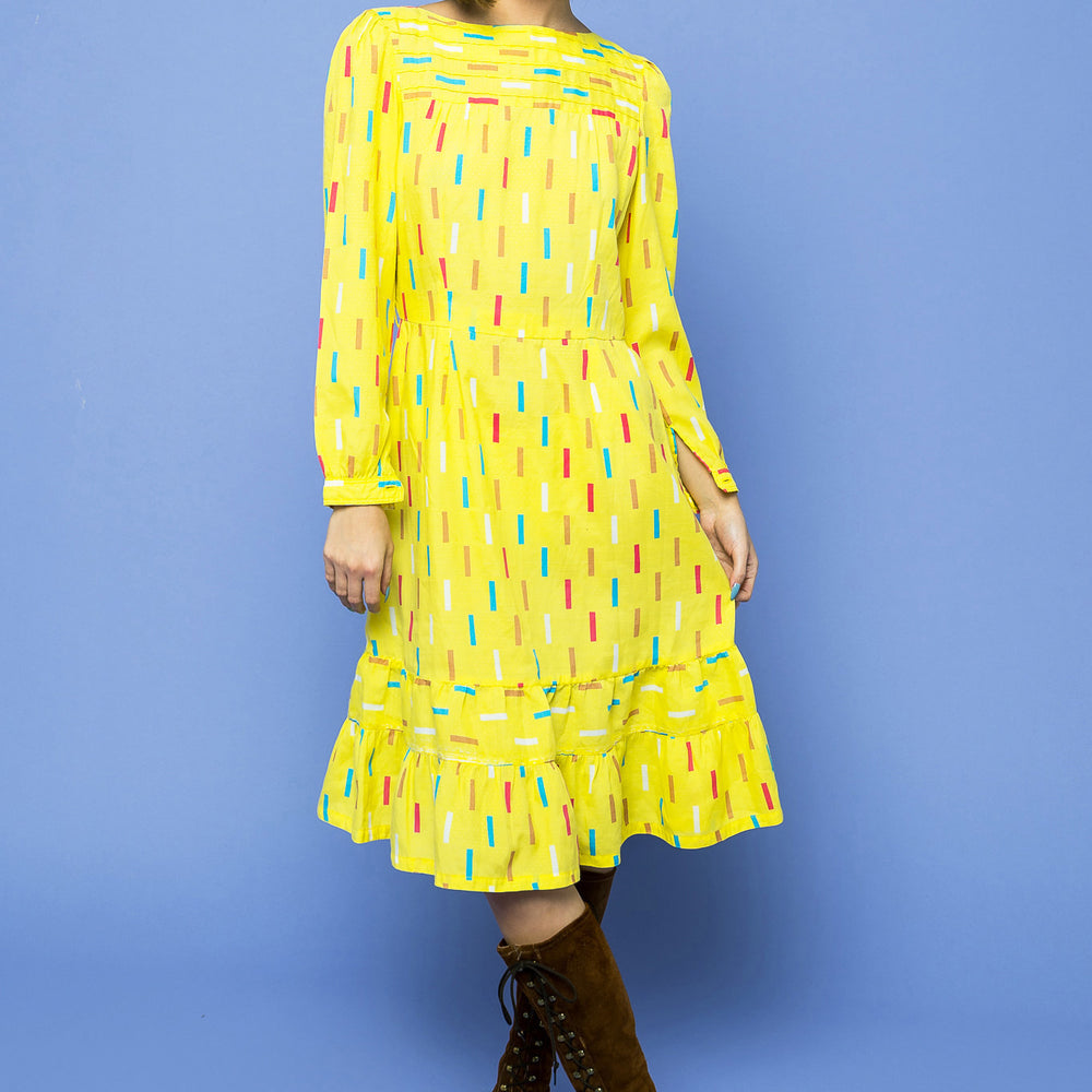 Yellow Lemon Drop Confetti Dress freeshipping - Lovers Vintage