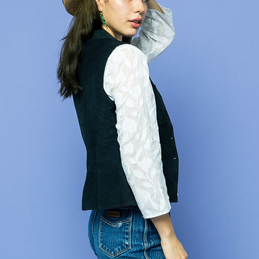 
                  
                    Vintage Leather Navy Vest freeshipping - Lovers Vintage
                  
                
