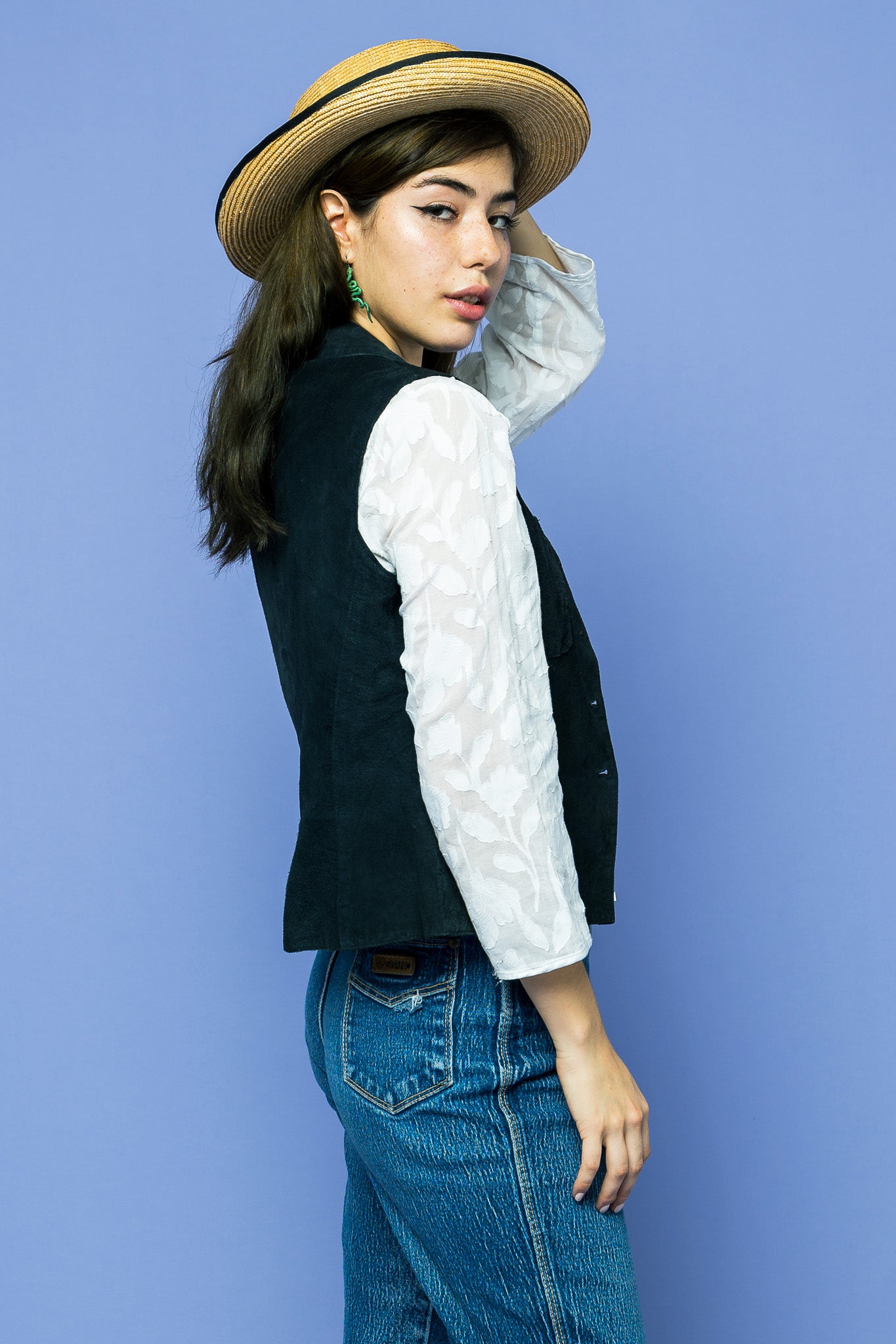 Vintage Leather Navy Vest freeshipping - Lovers Vintage