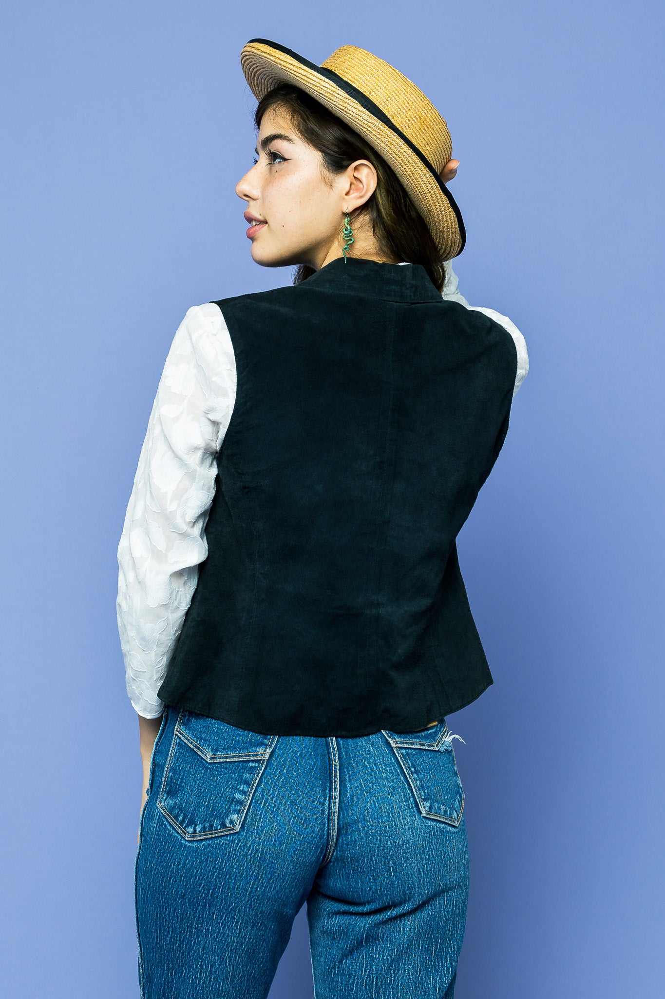 Vintage Leather Navy Vest freeshipping - Lovers Vintage