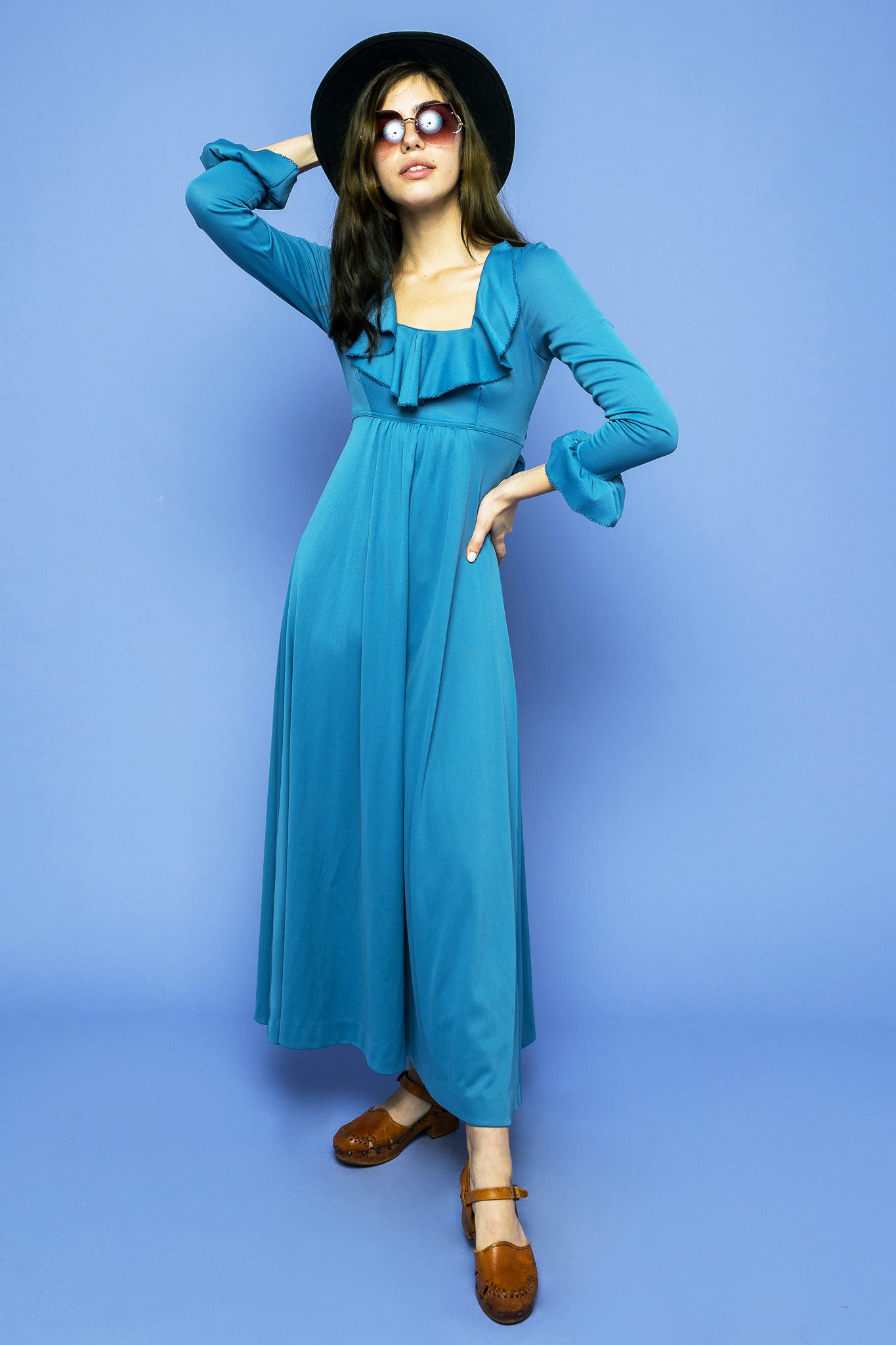 Vintage Maxi Blue Dress freeshipping - Lovers Vintage