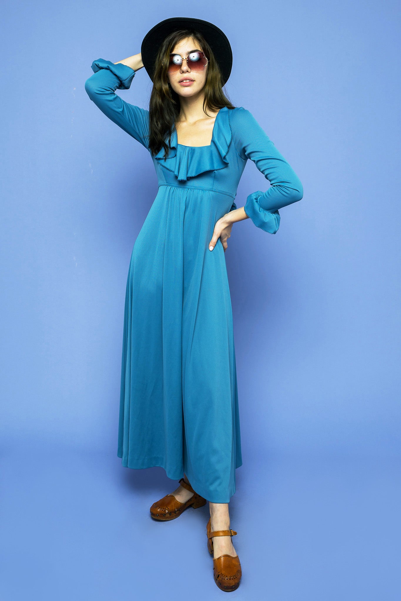 Vintage Maxi Blue Dress freeshipping - Lovers Vintage
