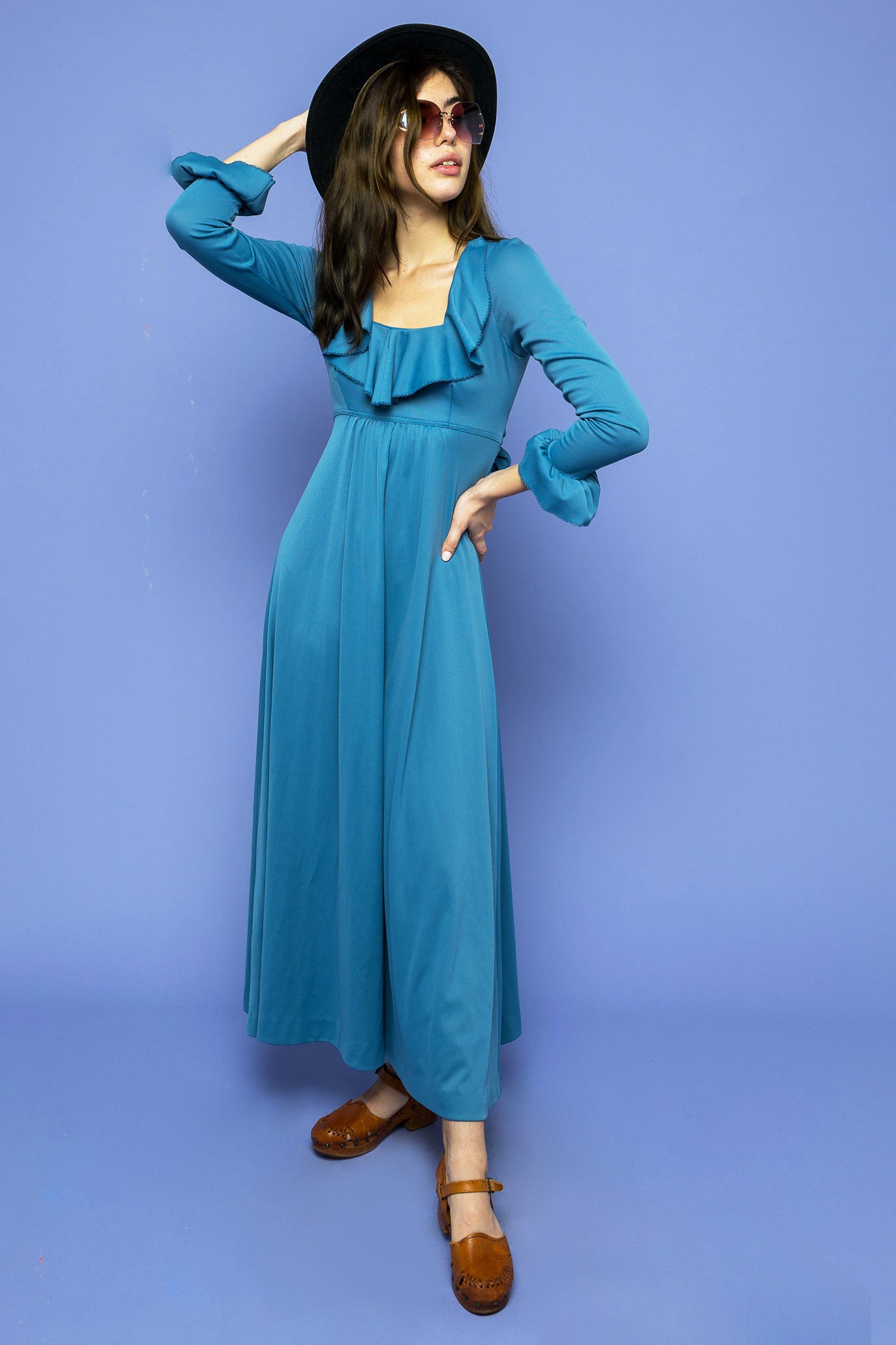 Vintage Maxi Blue Dress freeshipping - Lovers Vintage