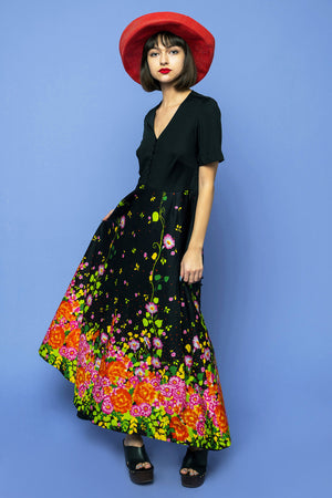 Vintage Floral Explosion Maxi Dress freeshipping - Lovers Vintage