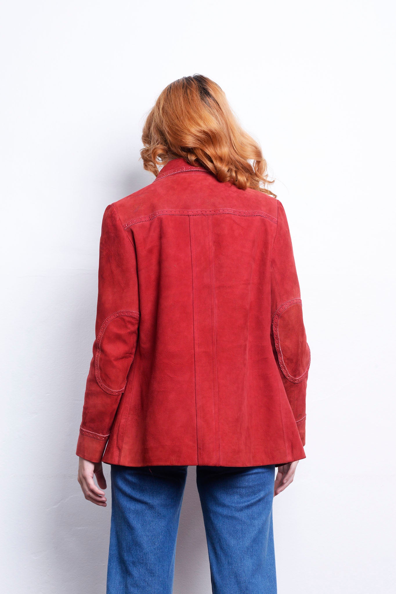 Suede Red Jacket 1970s freeshipping - Lovers Vintage
