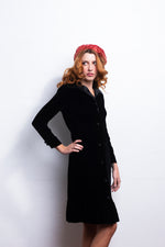 Vintage Velvet Midi Dress 1960s freeshipping - Lovers Vintage